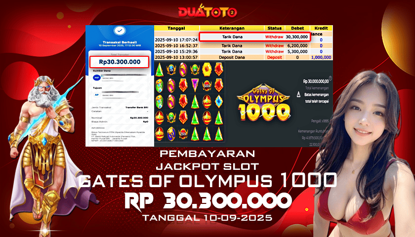 BUKTI PEMBAYARAN JACKPOT SLOT GATES OF OLYMPUS 1000 10-09-2025