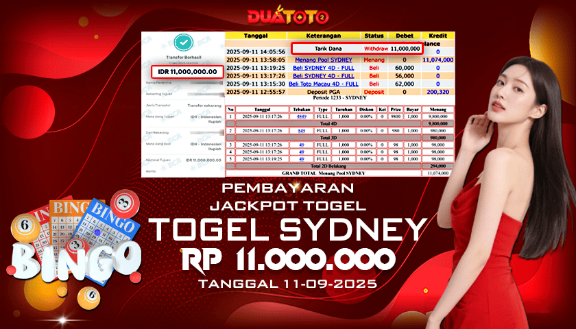 BUKTI PEMBAYARAN JACKPOT TOGEL SYDNEY 11-09-2025