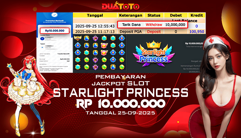 BUKTI PEMBAYARAN JACKPOT SLOT STARLIGHT PRINCESS 25-09-2025