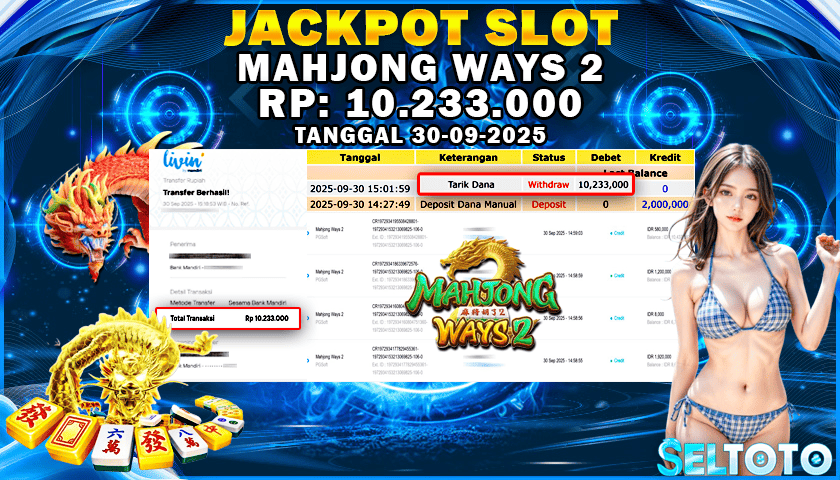 BUKTI PEMBAYARAN JACKPOT SLOT MAHJONG WAYS  2 30-09-2025