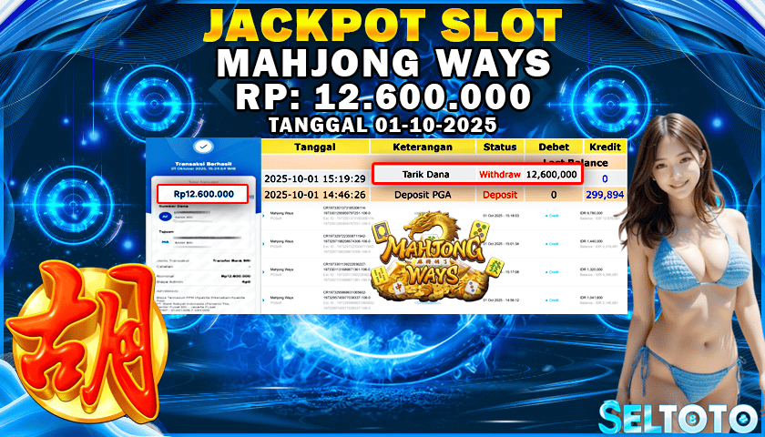 BUKTI PEMBAYARAN JACKPOT SLOT MAHJONG WAYS 01-10-2025