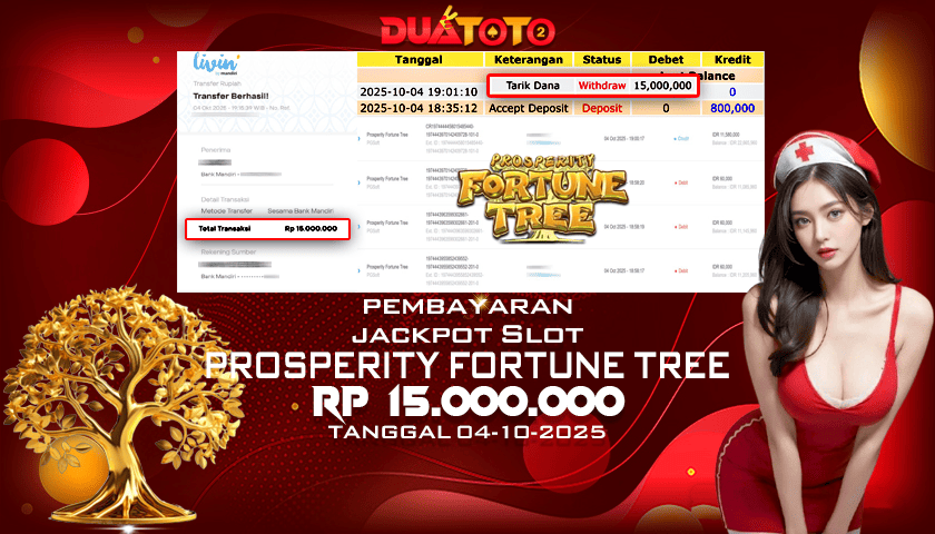 BUKTI PEMBAYARAN JACKPOT SLOT PROSPERITY FORTUNE TREE 04-10-2025