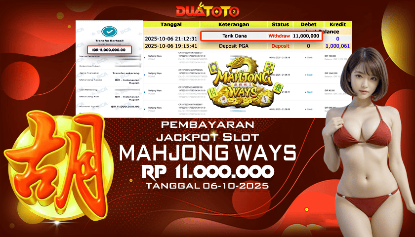 BUKTI PEMBAYARAN JACKPOT SLOT MAHJONG WAYS 06-10-2025