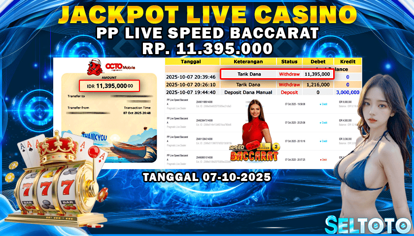 BUKTI PEMBAYARAN JACKPOT LIVE CASINO PP LIVE SPEED BACCARAT 07-10-2025