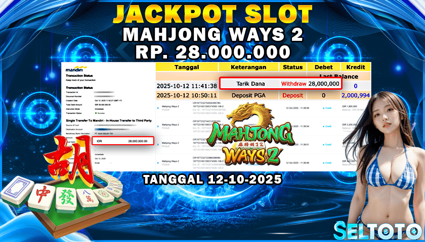 BUKTI PEMBAYARAN JACKPOT SLOT MAHJONG WAYS 2 12-10-2025