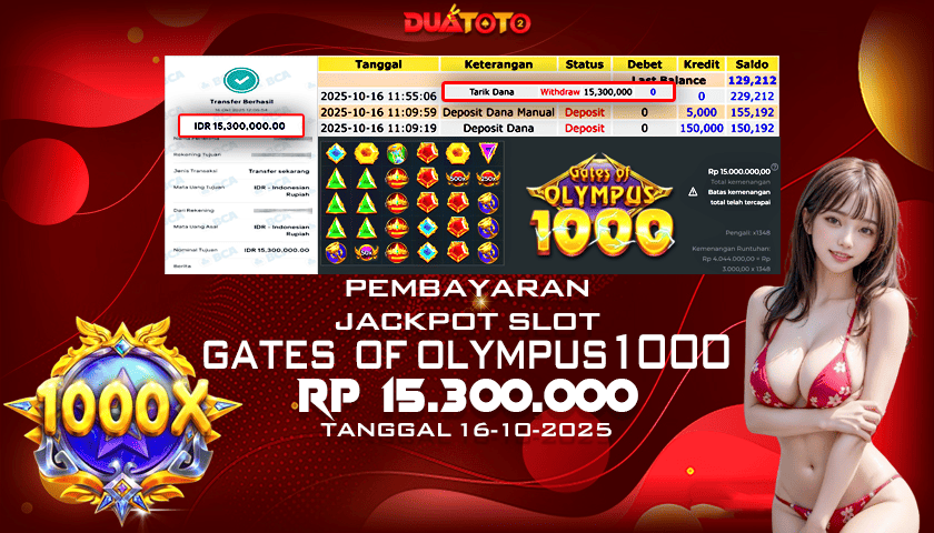 BUKTI PEMBAYARAN JACKPOT SLOT GATES OF OLYMPUS 1000 16-10-2025