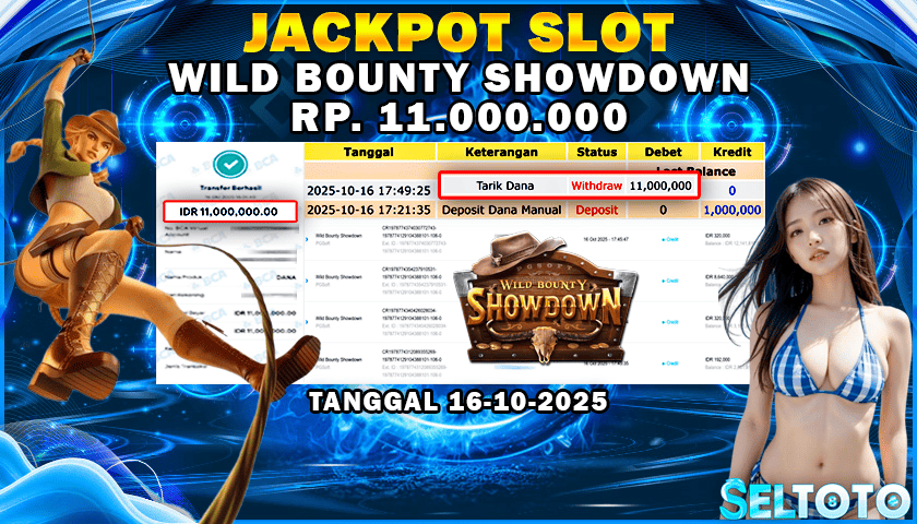 BUKTI PEMBAYARAN JACKPOT SLOT WILD  BOUNTY SHOWDOWN 16-10-2025