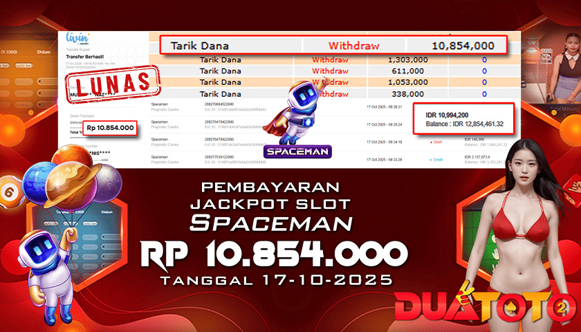 BUKTI PEMBAYARAN JACKPOT SLOT SPACEMAN 17-10-2025
