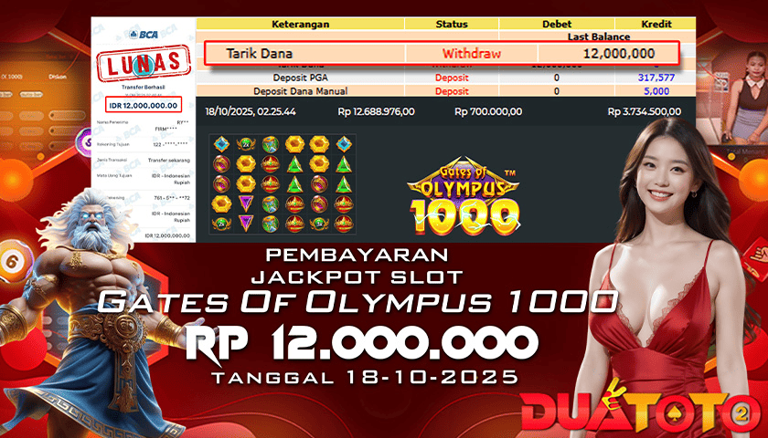 BUKTI PEMBAYARAN JACKPOT SLOT GATES OF OLYMPUS 1000 18-10-2025