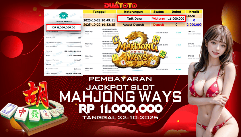BUKTI PEMBAYARAN JACKPOT SLOT MAHJONG WAYS   22-10-2025