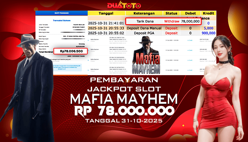 BUKTI PEMBAYARAN JACKPOT SLOT MAFIA MAYHEM 31-10-2025