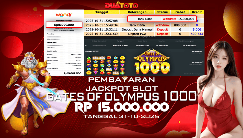 BUKTI PEMBAYARAN JACKPOT SLOT GATES OF OLYMPUS 1000 31-10-2025
