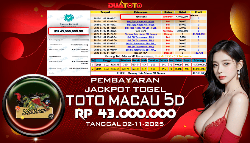 BUKTI PEMBAYARAN JACKPOT TOGEL TOTO MACAU 5D 02-11-2025