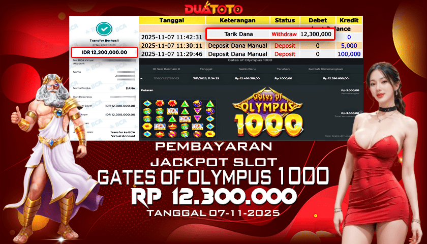BUKTI PEMBAYARAN JACKPOT SLOT GATES OF OLYMPUS 1000 07-11-2025