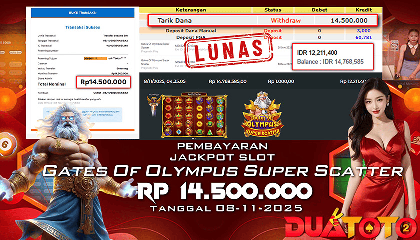 BUKTI PEMBAYARAN JACKPOT SLOT GATES OF OLYMPUS SCETTER 08-11-2025