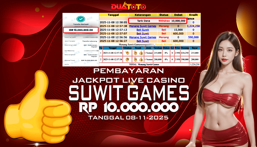 BUKTI PEMBAYARAN JACKPOT LIVE CASINO SUWIT GAMES 08-11-2025
