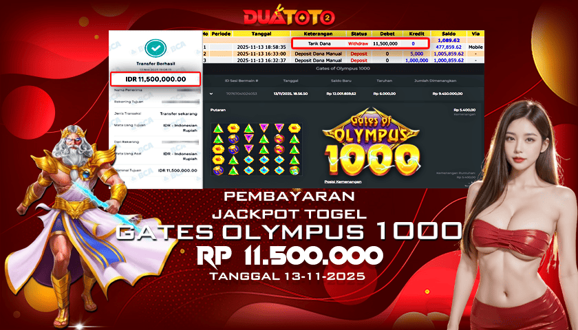 BUKTI PEMBAYARAN JACKPOT SLOT GATES OF OLYMPUS 1000 13-11-2025