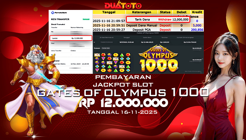 BUKTI PEMBAYARAN JACKPOT SLOT GATES OF OLYMPUS 1000 16-11-2025