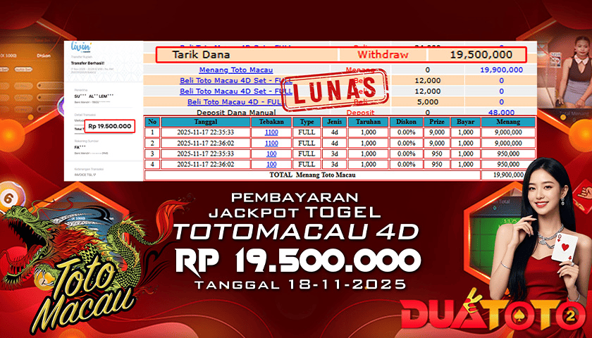 BUKTI PEMBAYARAN JACKPOT TOGEL TOTOMACAU 4D 18-11-2025