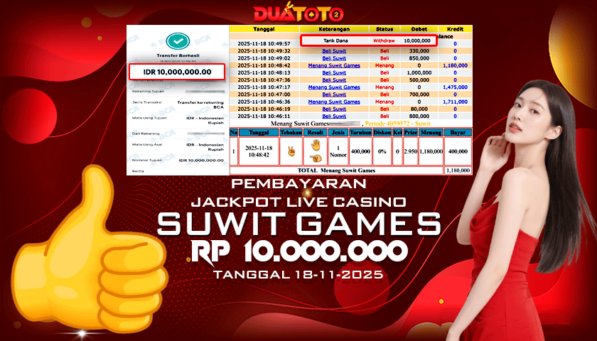 BUKTI PEMBAYARAN JACKPOT LIVE CASINO SUWIT GAMES 18-11-2025