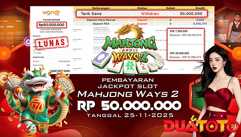 BUKTI PEMBAYARAN JACKPOT SLOT MAHJONG WAYS 2 25-11-2025