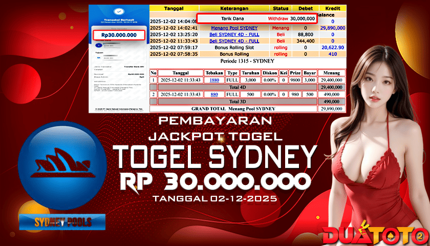 BUKTI PEMBAYARAN JACKPOT TOGEL SYDNEY 02-12-2025
