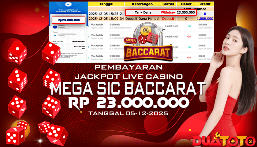 BUKTI PEMBAYARAN JACKPOT LIVE CASINO MEGA SIC BACCARAT 05-12-2025