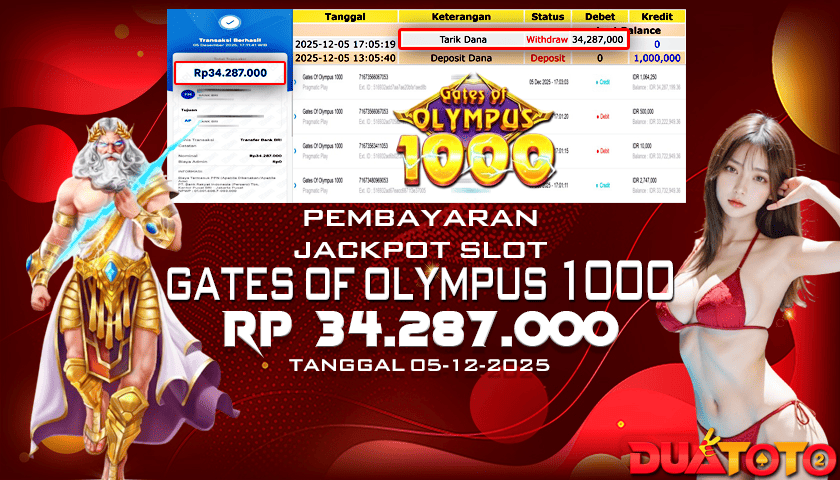 BUKTI PEMBAYARAN JACKPOT SLOT GATES OF OLYMPUS 1000 05-12-2025