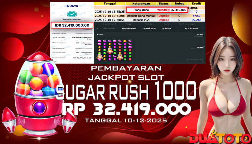 BUKTI PEMBAYARAN JACKPOT SLOT SUGAR RUSH 1000 13-12-2025