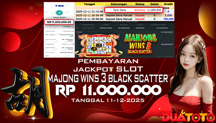 BUKTI PEMBAYARAN JACKPOT SLOT MAHJONG WINS 3 BLACK SCATTER  11-12-2025