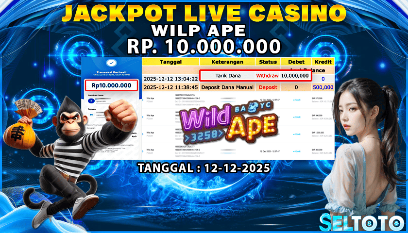 BUKTI PEMBAYARAN JACKPOT SLOT WILP APE 12-12-2025