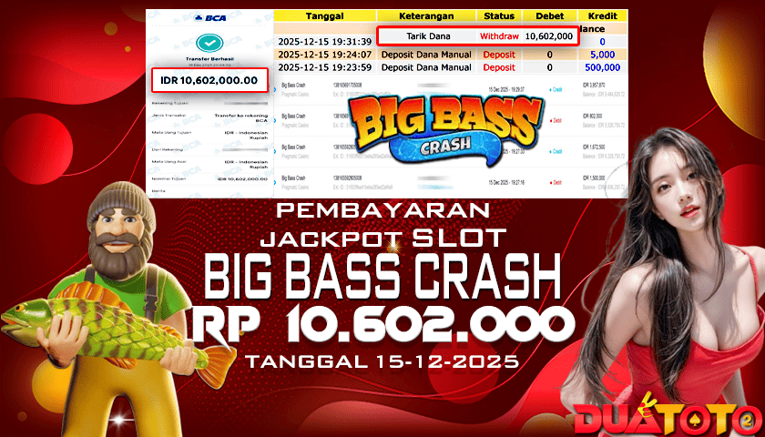 BUKTI PEMBAYARAN JACKPOT SLOT BIG BASS CRASH 15-12-2025