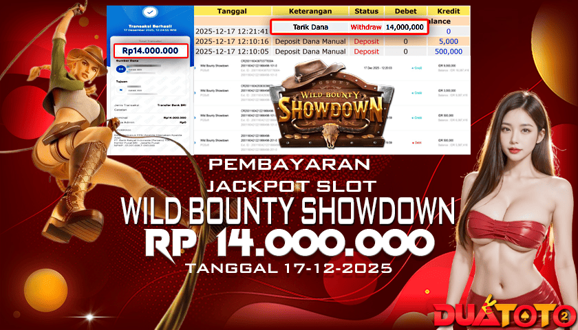 BUKTI PEMBAYARAN JACKPOT SLOT WILD BOUNTY SHOWDOWN 17-17-2025