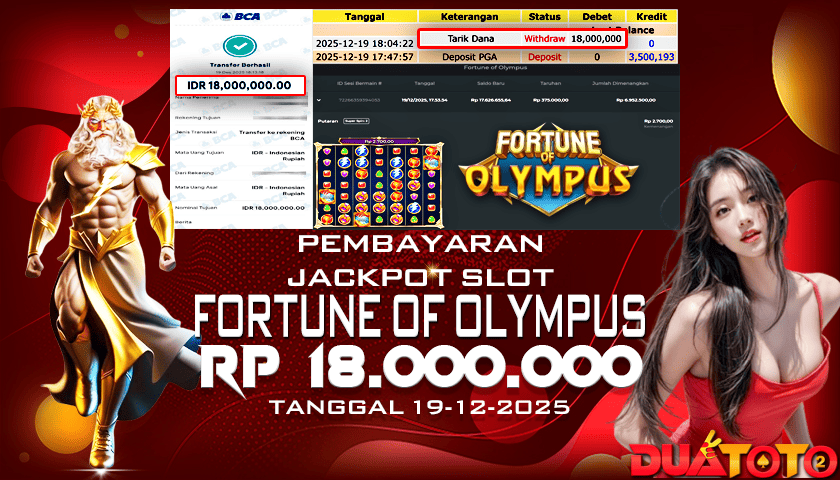 BUKTI PEMBAYARAN JACKPOT SLOT FORTUNE OF OLYMPUS 19-12-2025