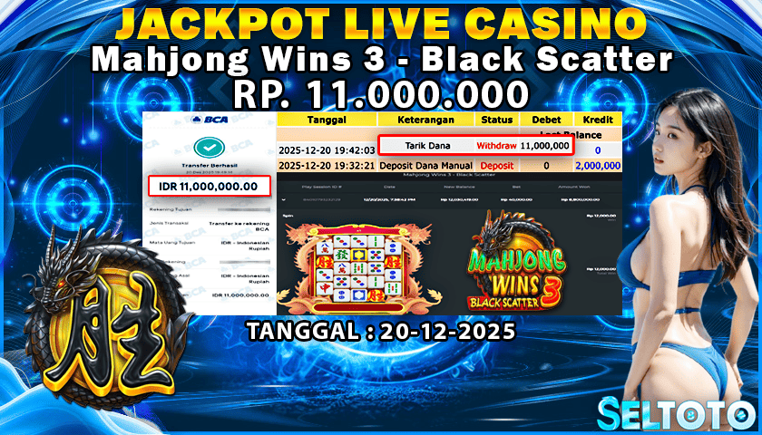 BUKTI PEMBAYARAN JACKPOT SLOT MAHJONG WINS 3 BLACK SCATTER 20-12-2025