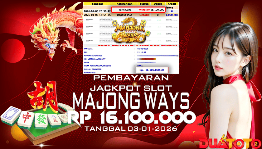 BUKTI PEMBAYARAN JACKPOT SLOT MAHJONG WAYS 03-01-2026