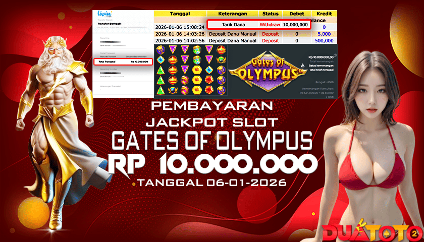 BUKTI PEMBAYARAN JACKPOT SLOT GATES OF OLYMPUS 06-01-2026