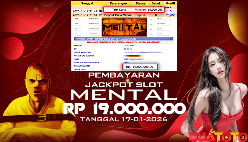 BUKTI PEMBAYARAN JACKPOT SLOT MENTAL 17-01-2026