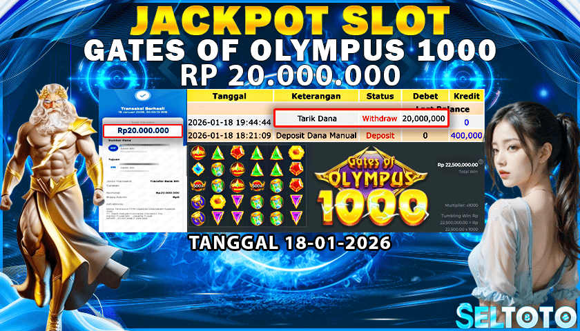 BUKTI PEMBAYARAN JACKPOT SLOT GATES OF OLYMPUS 1000 18-01-2026