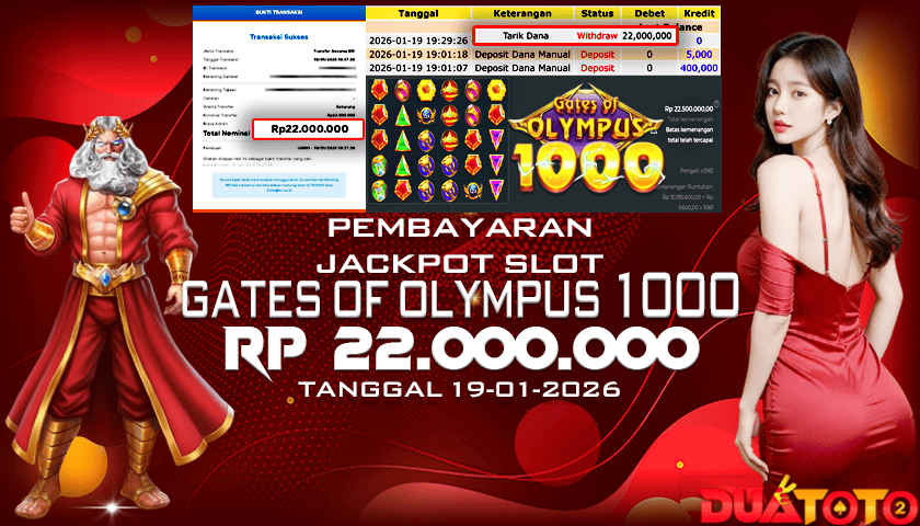 BUKTI PEMBAYARAN JACKPOT SLOT GATES OF OLYMPUS 1000 19-01-2026