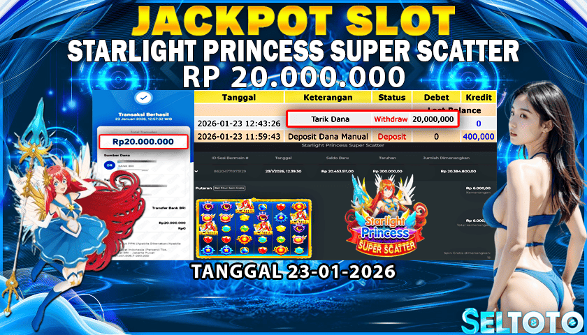 BUKTI PEMBAYARAN JACKPOT SLOT STARLIGHT PRINCES SUPER SCATTER 23-01-2026