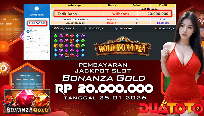 BUKTI PEMBAYARAN JACKPOT BONANZA GOLD 25-01-2026