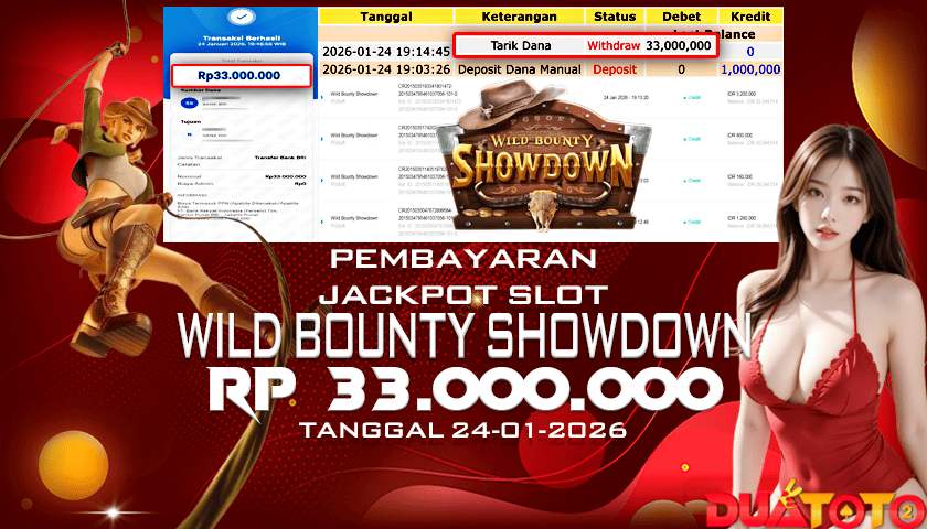 BUKTI PEMBAYARAN JACKPOT SLOT WILD BOUNTY SHOWDOWN 24-01-2026
