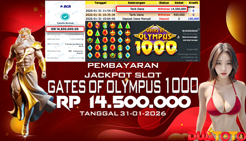 BUKTI PEMBAYARAN JACKPOT SLOT GATES OF OLYMPUS 1000 31-01-2026