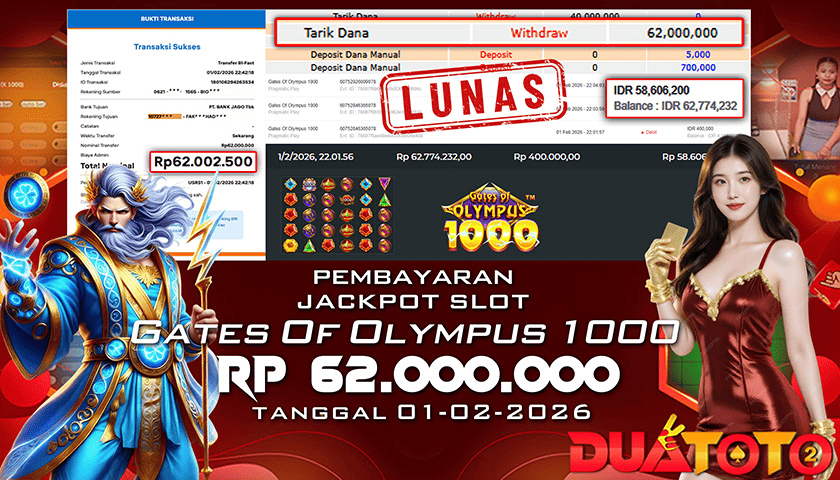 BUKTI PEMBAYARAN JACKPOT SLOT GATES OF OLYMPUS 1000 01-02-2026