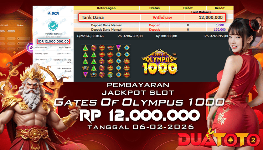 BUKTI PEMBAYARAN JACKPOT SLOT GATES OF OLYMPUS 1000 06-02-2026