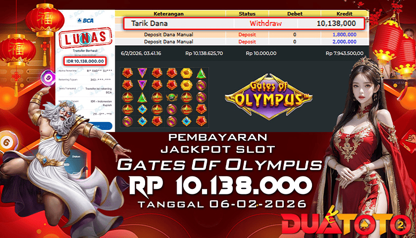 BUKTI PEMBAYARAN JACKPOT SLOT GATES OF OLYMPUS 06-02-2026