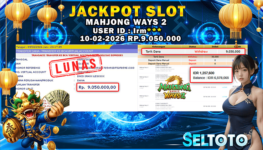 BUKTI PEMBAYARAN JACKPOT SLOT MAHJONG WAYS 2 10-02-2026