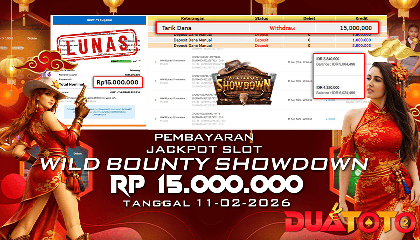 BUKTI PEMBAYARAN JACKPOT SLOT WILD BOUNTY SHOWDOWN 11-02-2026