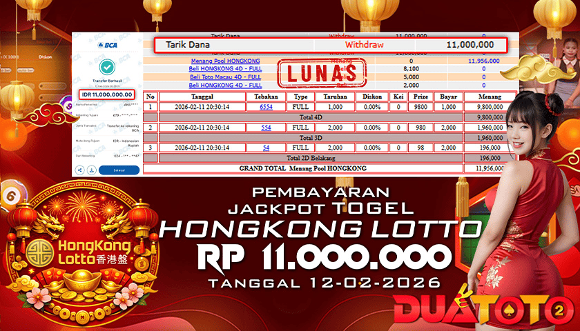 BUKTI PEMBAYARAN JACKPOT TOGEL HONGKONG LOTTO 12-02-2026